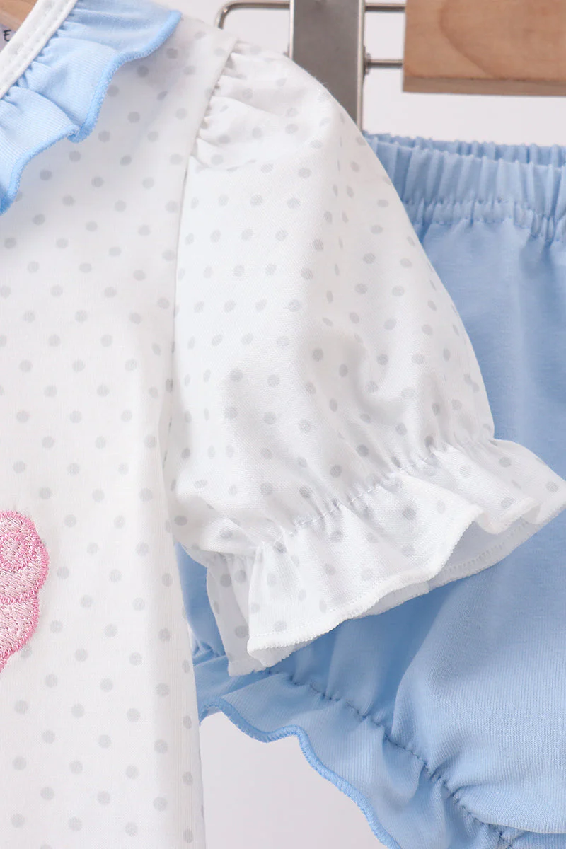 Blue Carousel Embroidered Bloomer Set - Image 4
