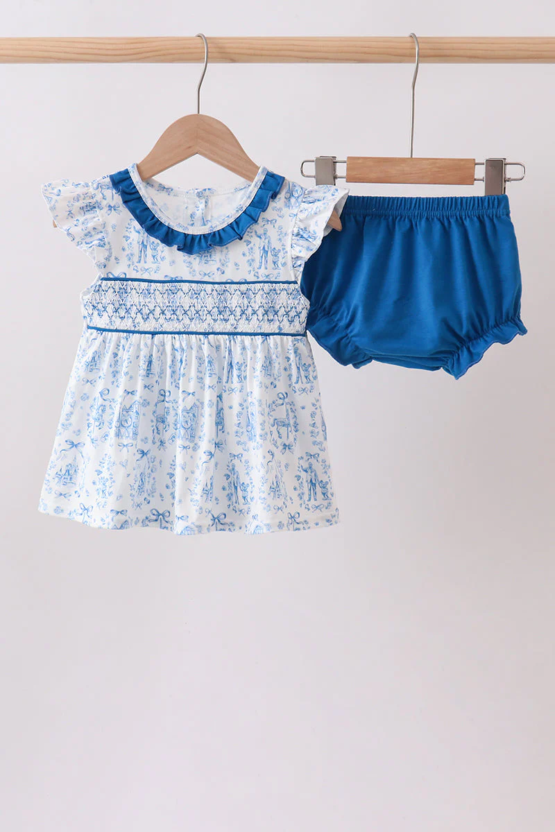 Blue Castle Smocked Ruffle Bloomer Set