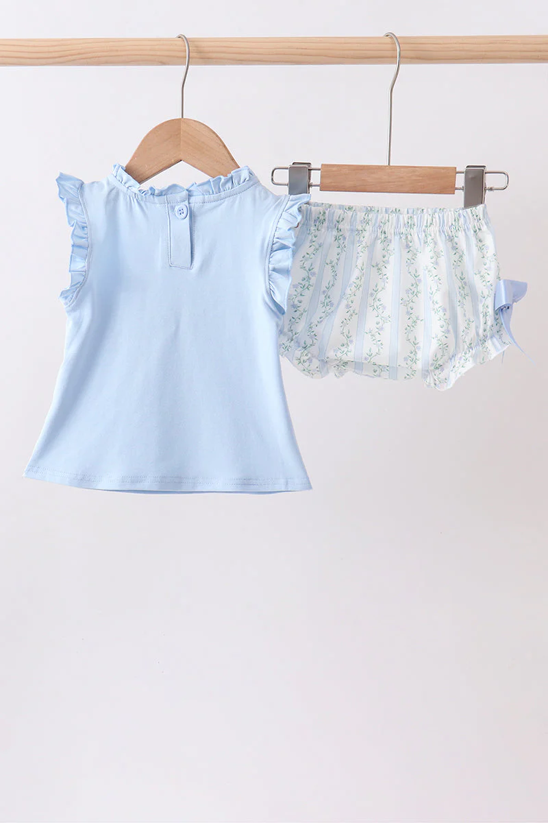 Blue character applique ruffle bloomer set - Image 5