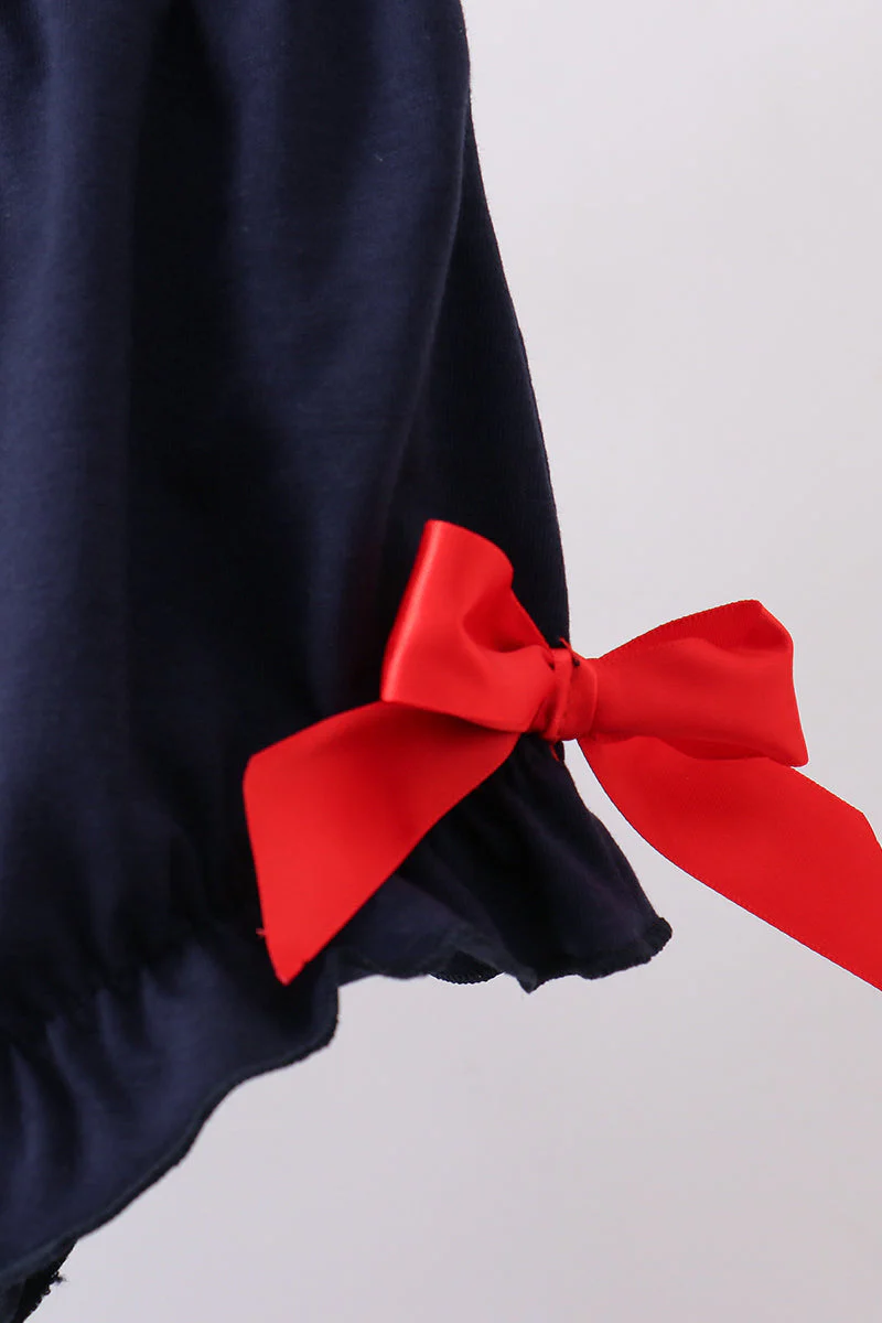 Blue character embroidery gingham bloomer set - Image 3