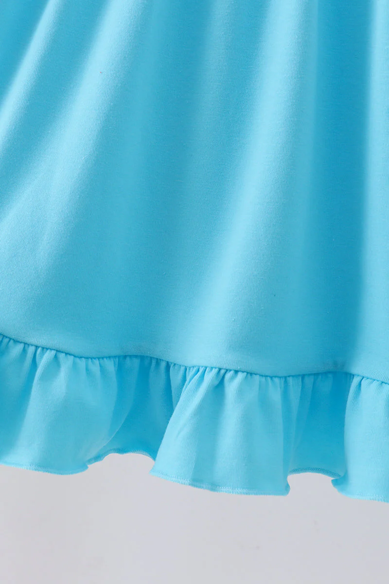 Blue character embroidery ruffle dress - Image 3
