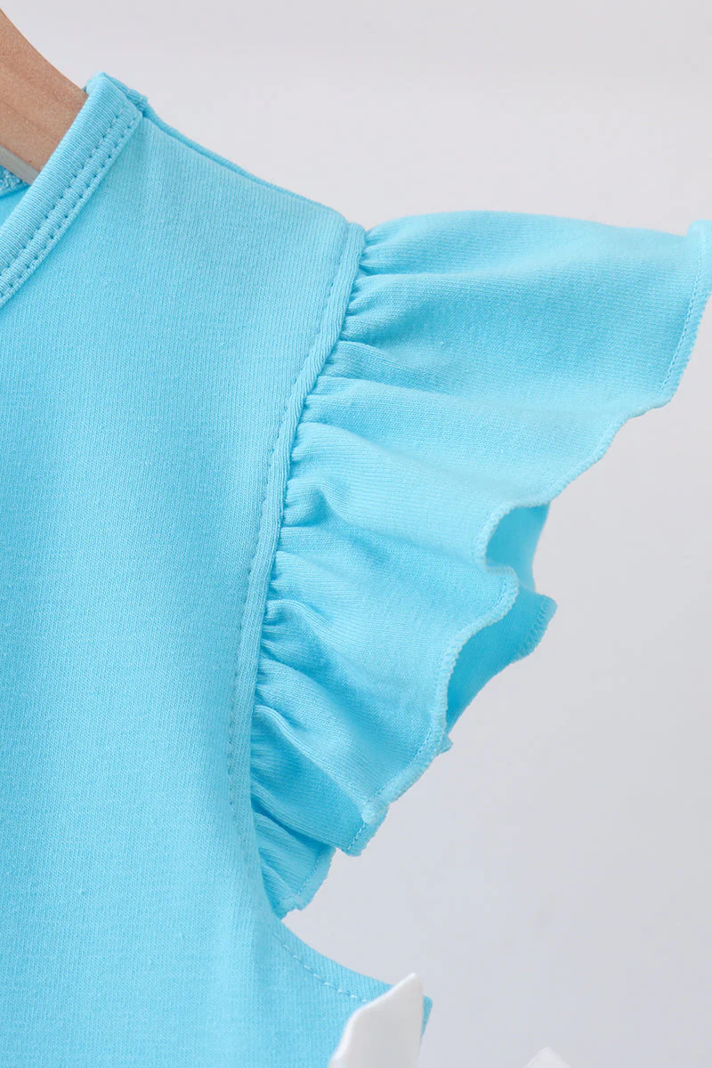 Blue character embroidery ruffle dress - Image 4