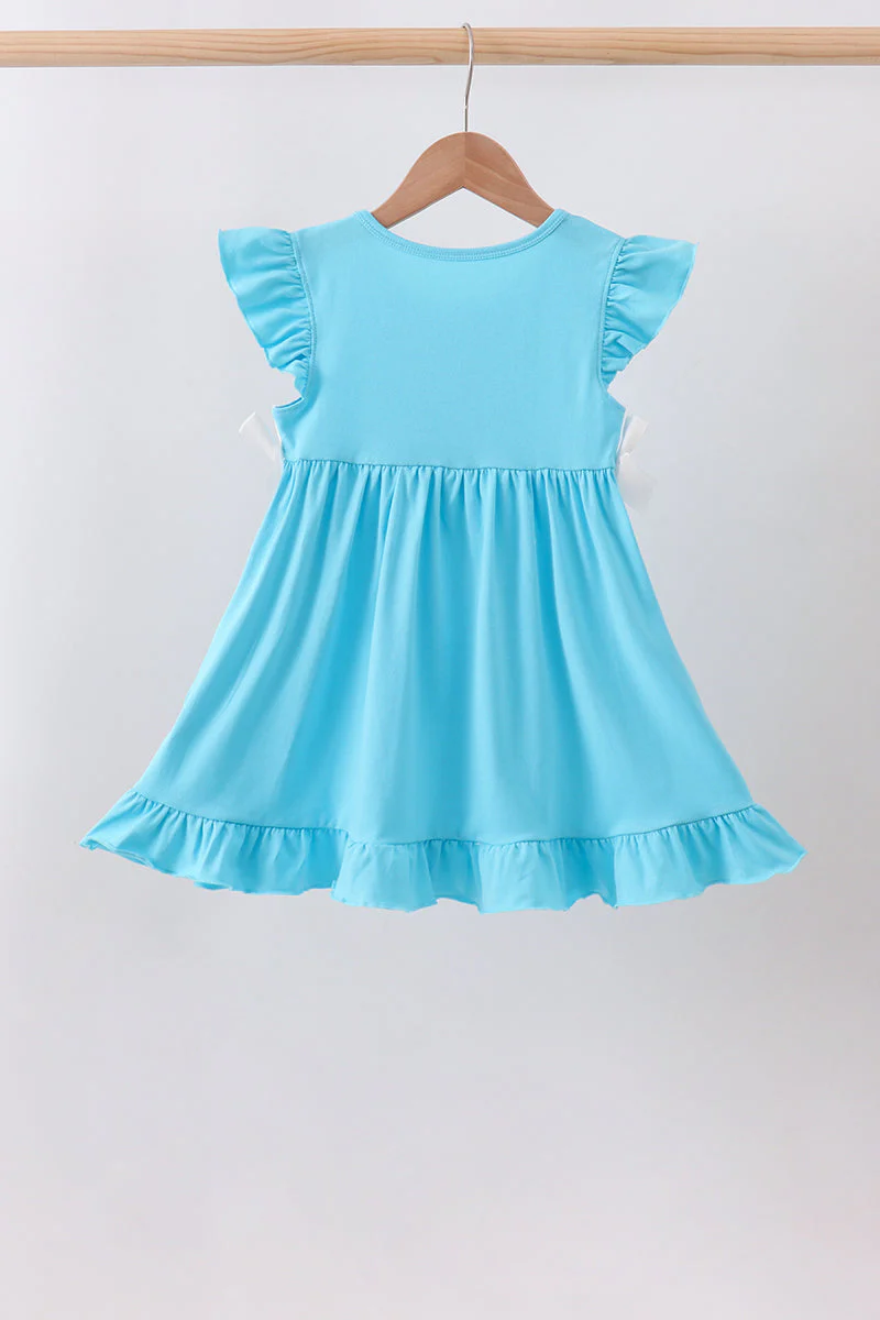 Blue character embroidery ruffle dress - Image 5
