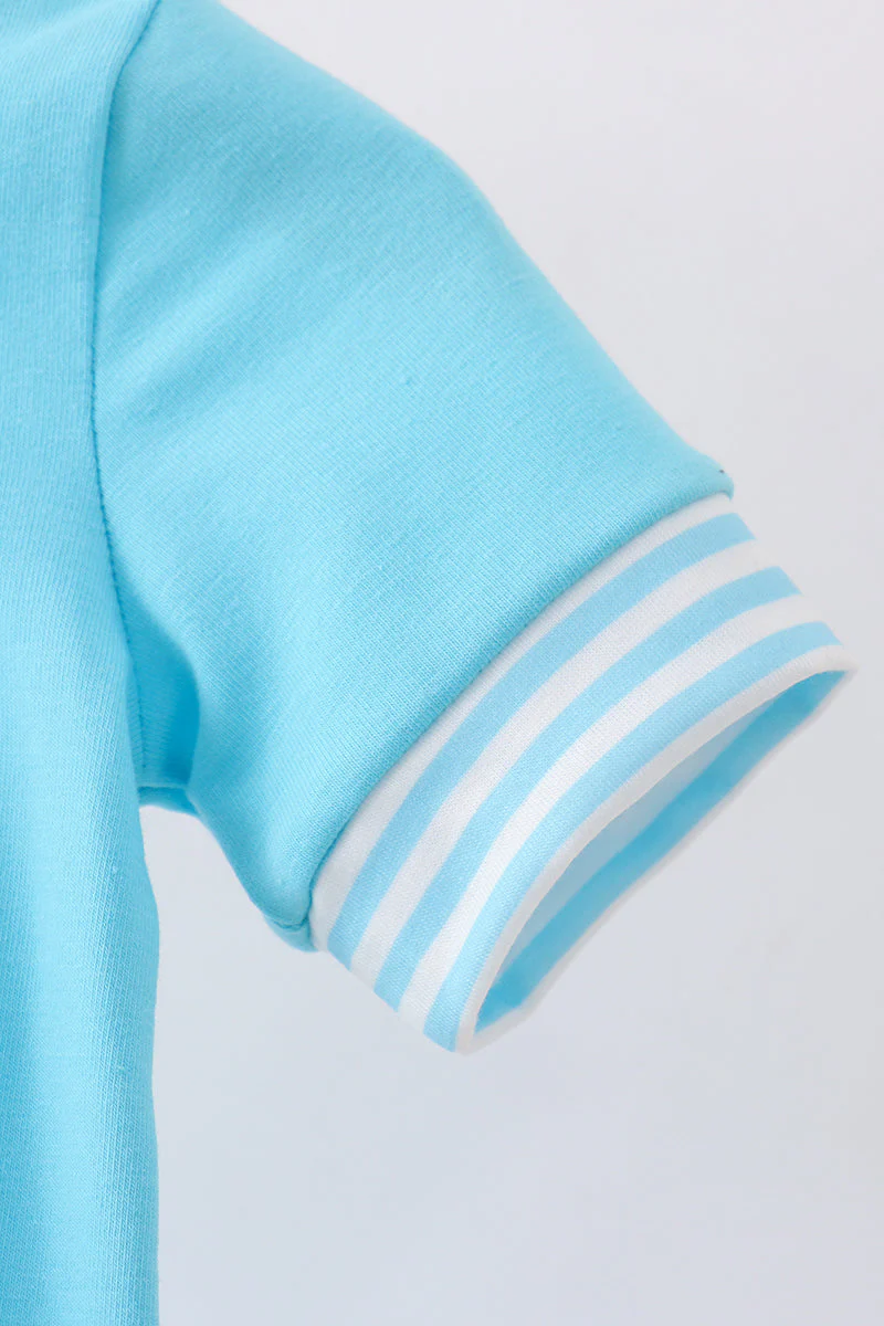 Blue character smocked romper - Image 4