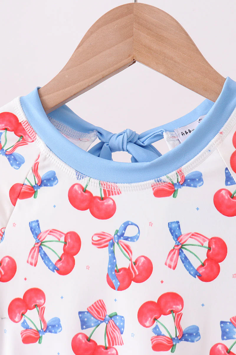 Blue cherry print rashguard - Image 2