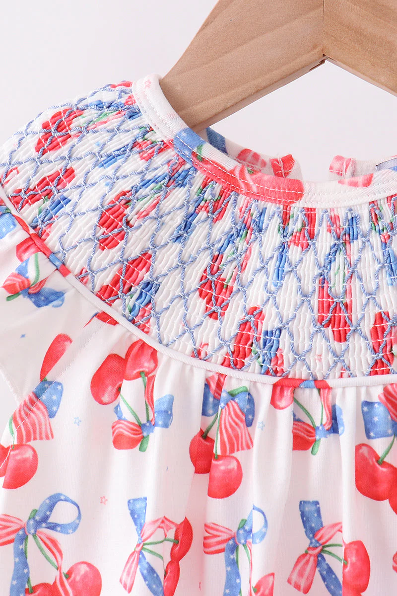 Blue cherry smocked bloomer set - Image 2