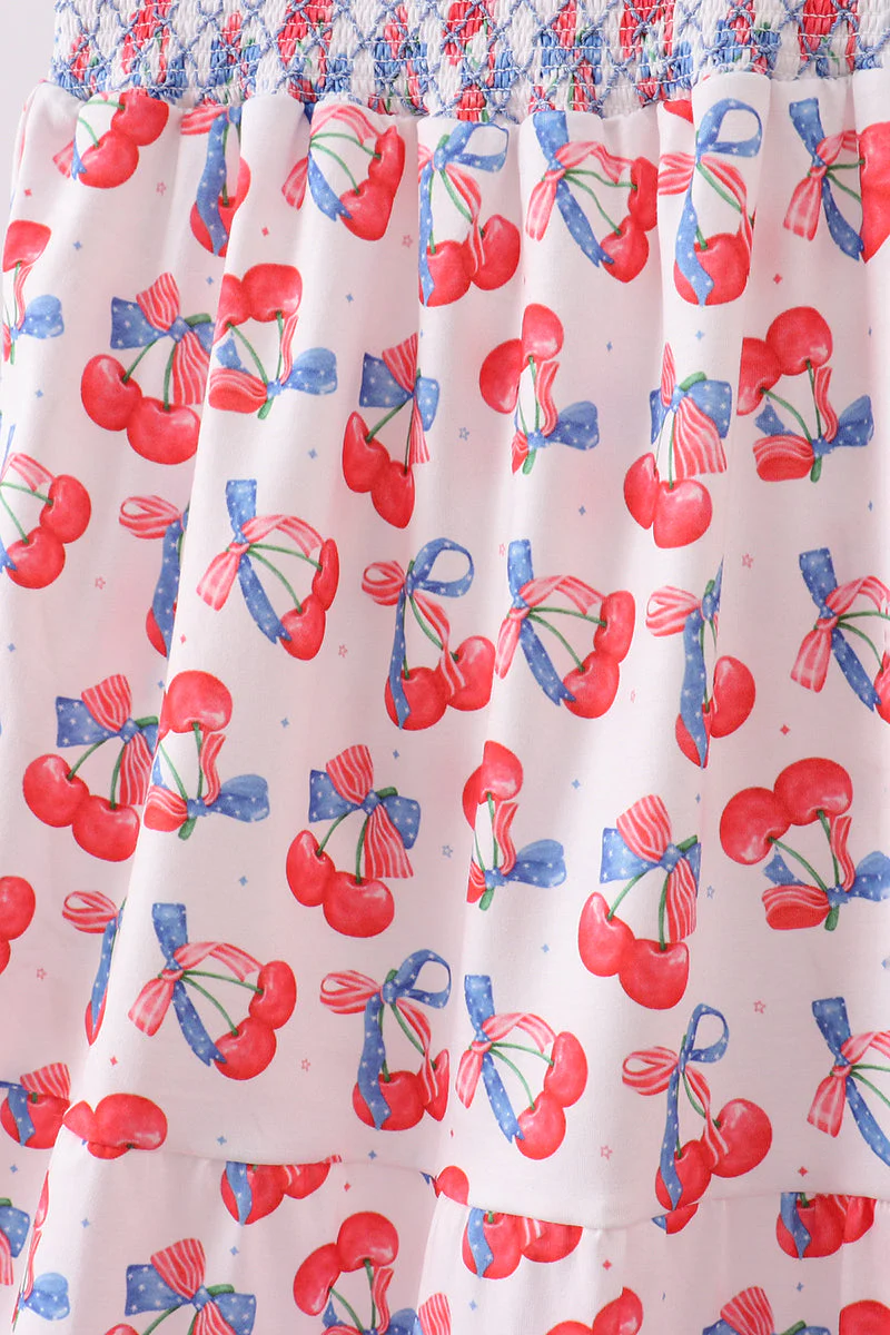 Blue cherry smocked tiered mom&me dress - Image 7