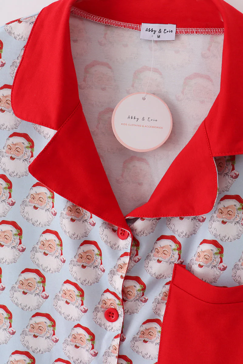 Blue christmas santa claus men pajamas set - Image 3