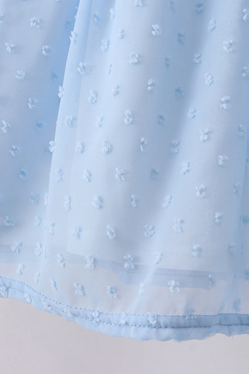Blue clover embroidery swiss dot shorts set - Image 4