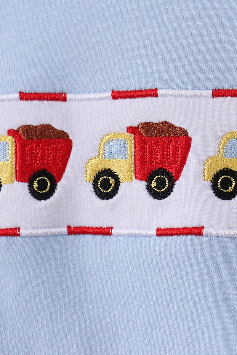 Blue construction embroidery top - Image 2