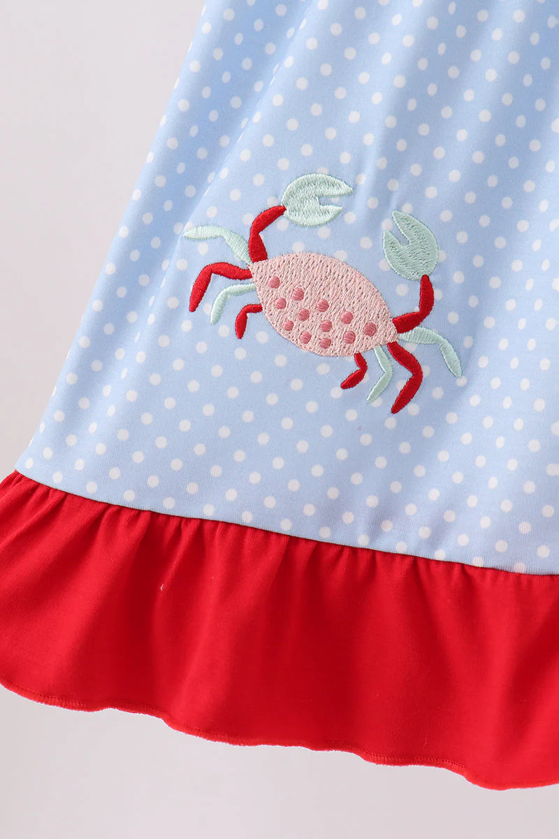 Blue Crab Applique Dress - Image 4