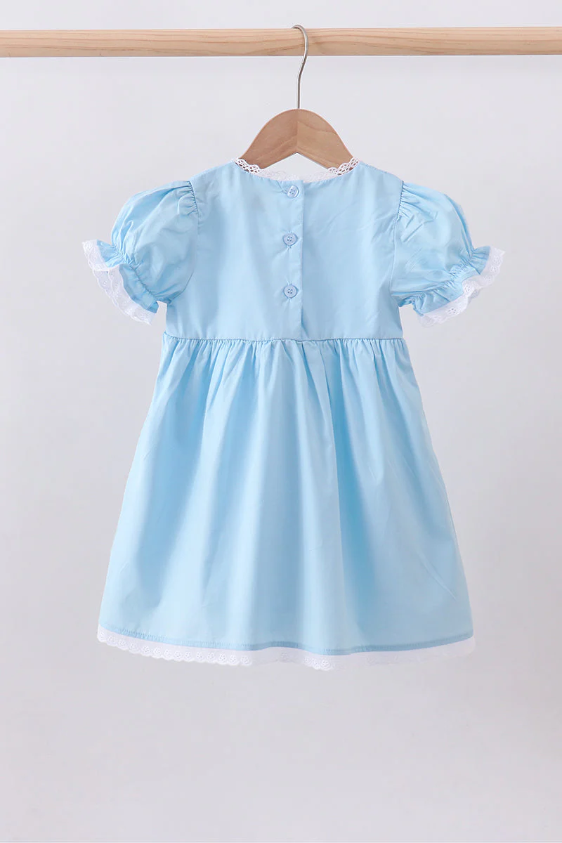 Blue cross embroidery lace dress - Image 4