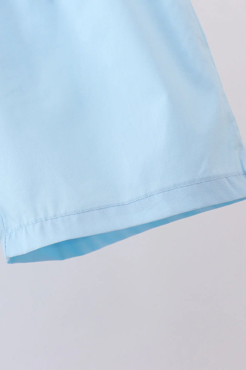 Blue cross embroidery shorts set - Image 3
