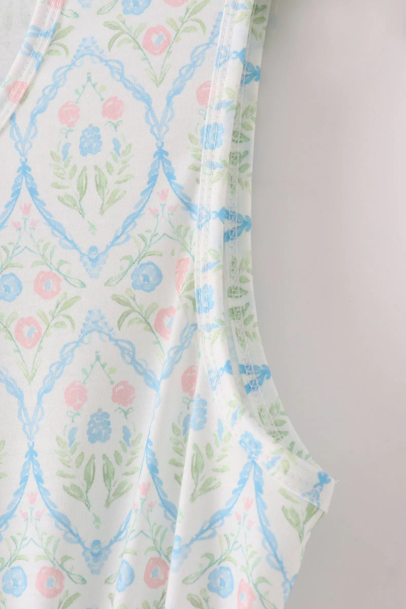 Blue delicate floral print mom dress - Image 3