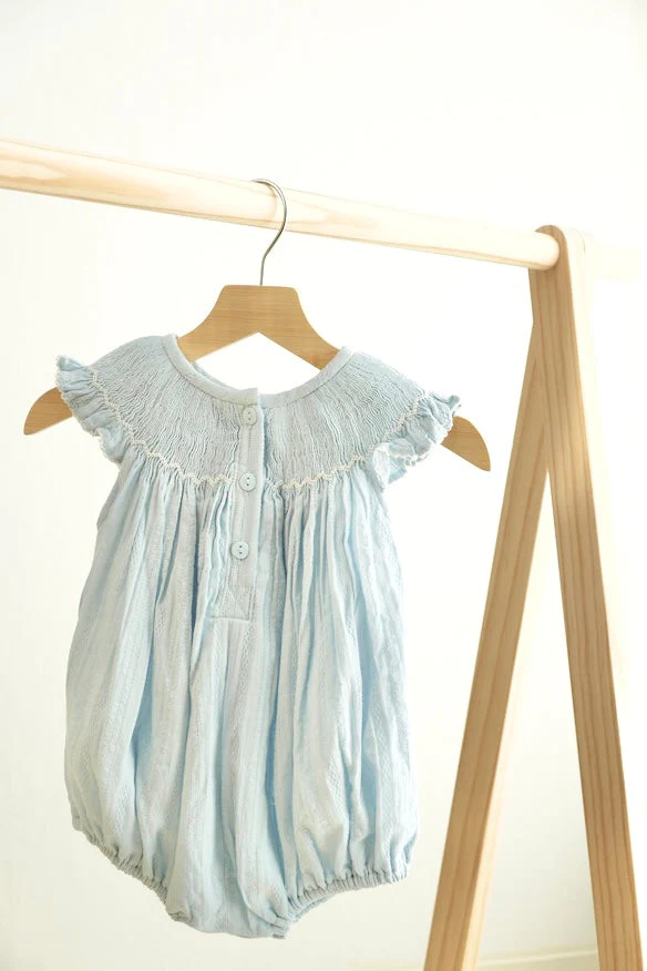 Blue easter cross hand-smocked girl bubble - Image 3