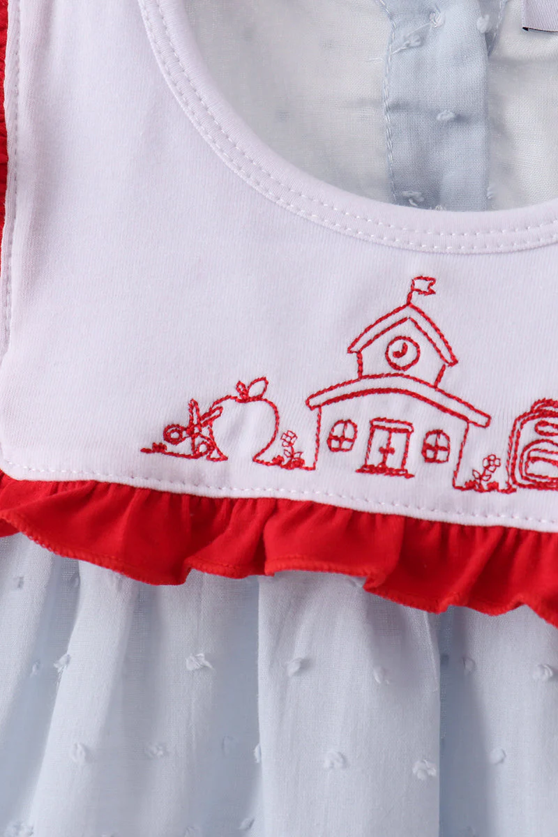 Blue Embroidered Swiss Dot Bloomer Set - Image 2