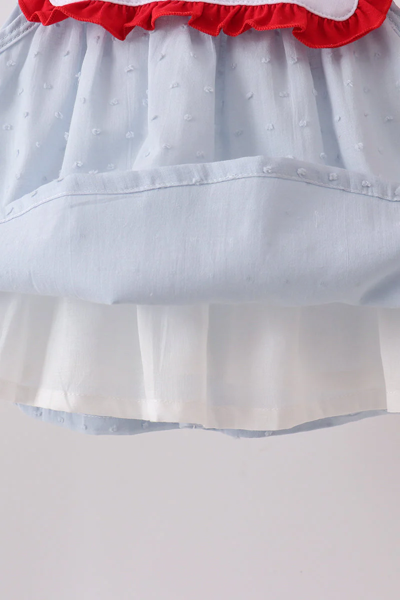 Blue Embroidered Swiss Dot Bloomer Set - Image 4