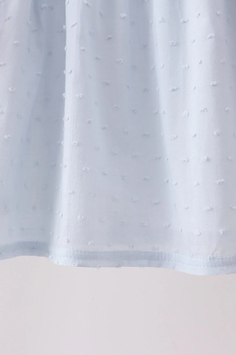 Blue Embroidered Swiss Dot Ruffle Set - Image 3