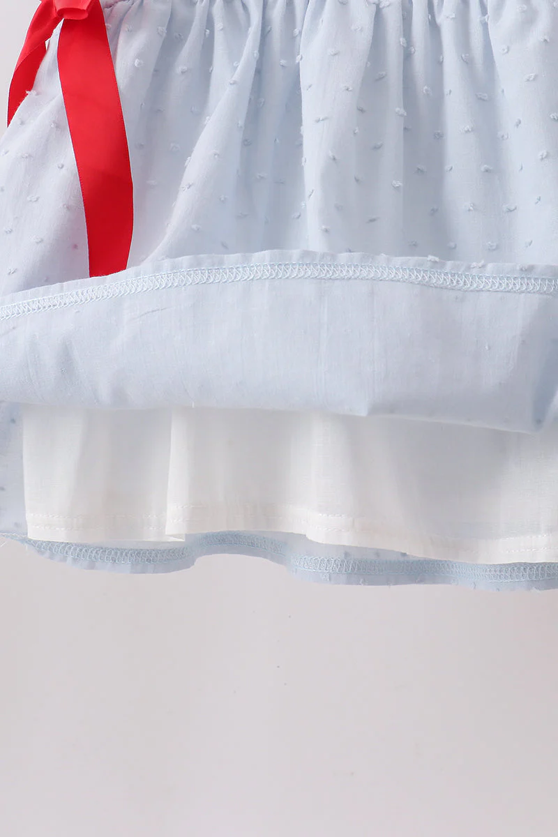 Blue Embroidered Swiss Dot Ruffle Set - Image 5