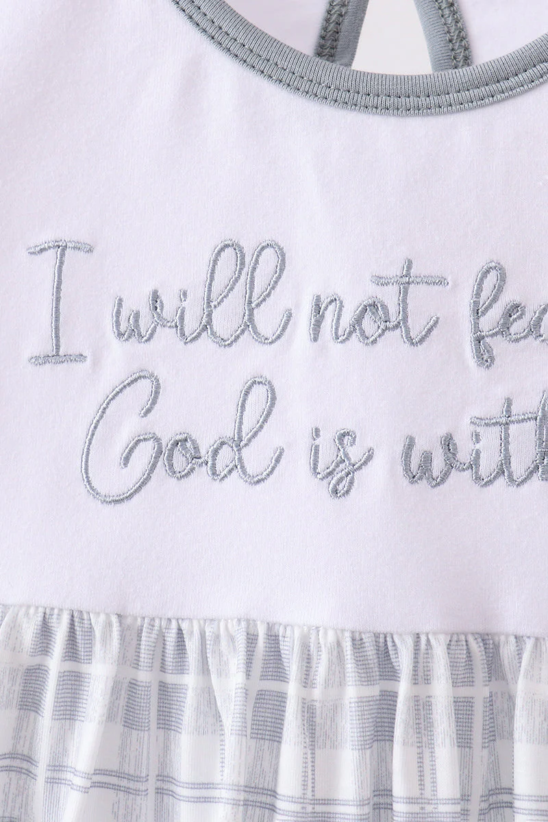 Blue Faith Quote Embroidered Dress - Image 2