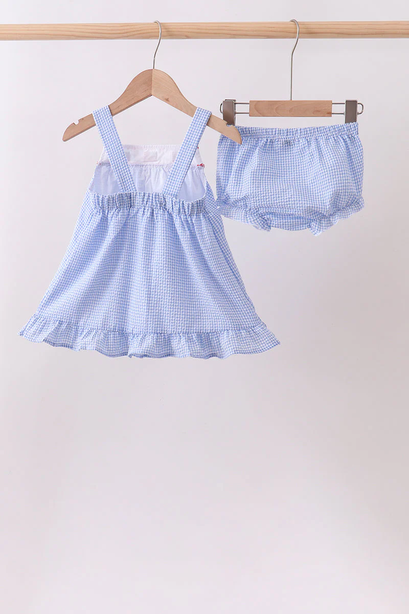 Blue flag embroidery ruffle bloomer set - Image 6