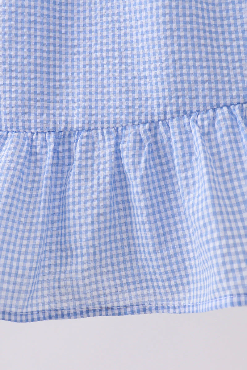Blue flag embroidery ruffle dress - Image 3
