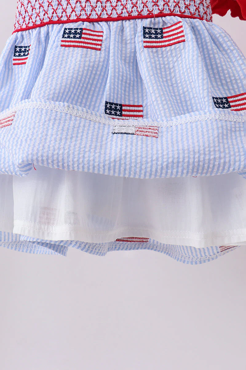 Blue flag embroidery seersucker bloomer set - Image 4