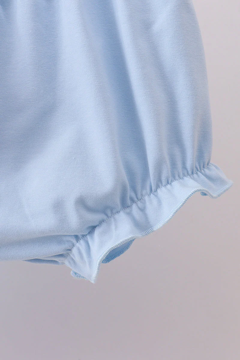 Blue flag smocked ruffle bloomer set - Image 2