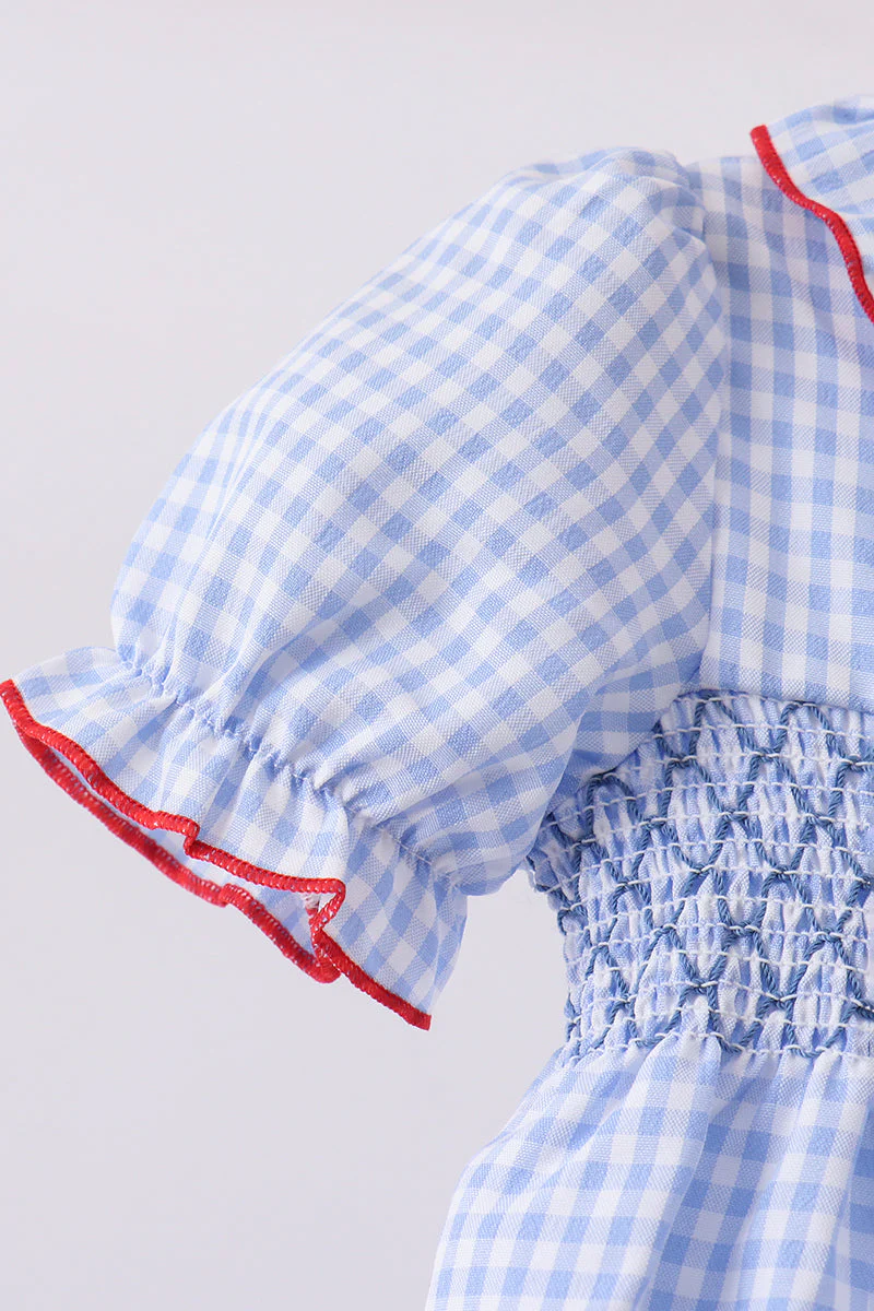 Blue flag smocked ruffle bubble - Image 3