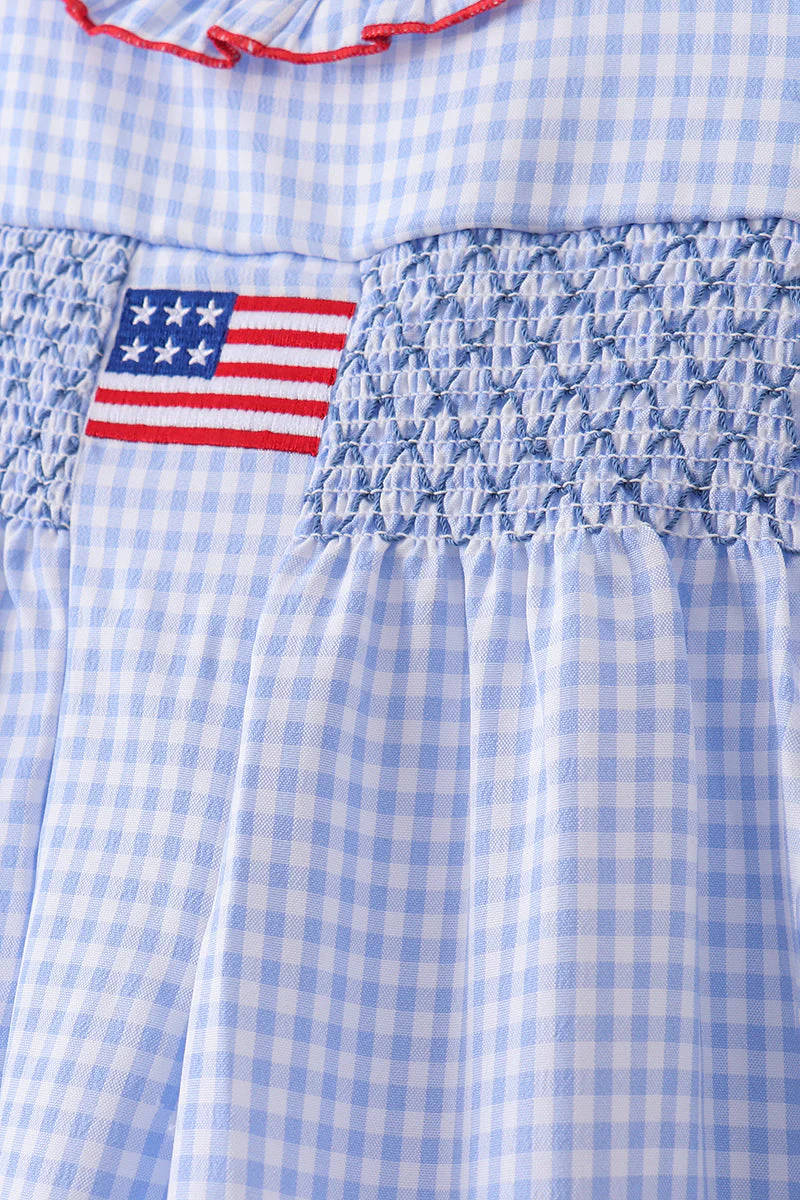 Blue flag smocked ruffle dress - Image 3