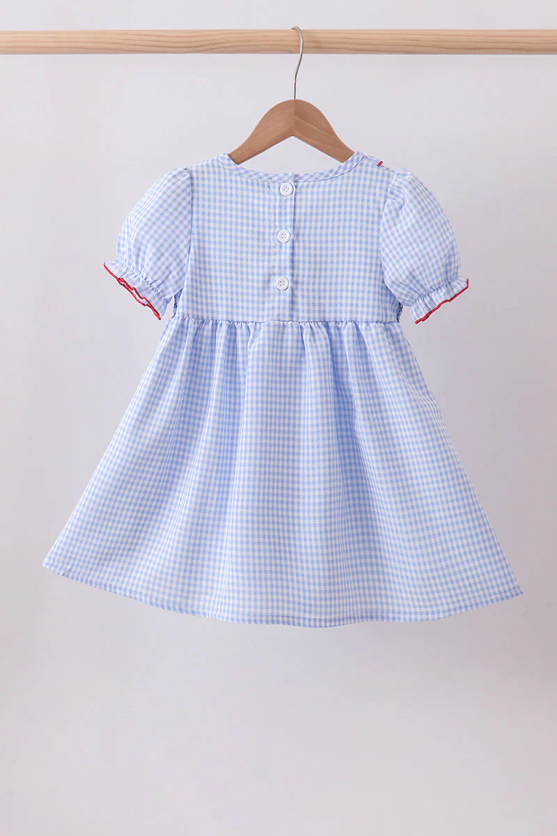 Blue flag smocked ruffle dress - Image 4