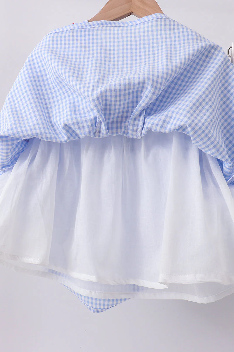 Blue flag smocked ruffle dress - Image 5