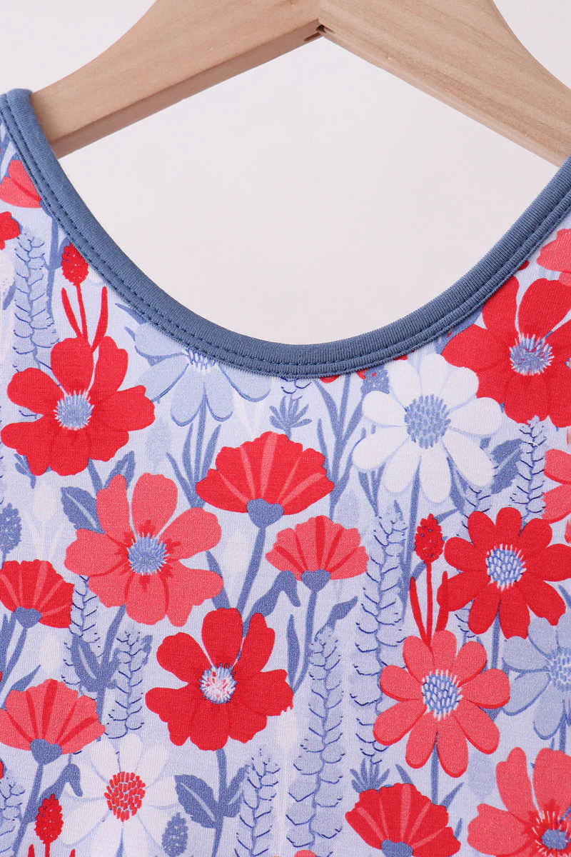 Blue Floral Bamboo Jumpsuit - Image 3