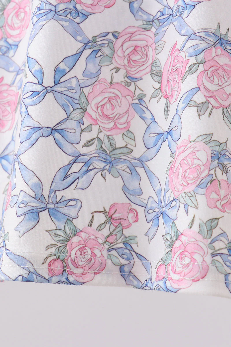 Blue Floral Bow Bloomer Set - Image 3