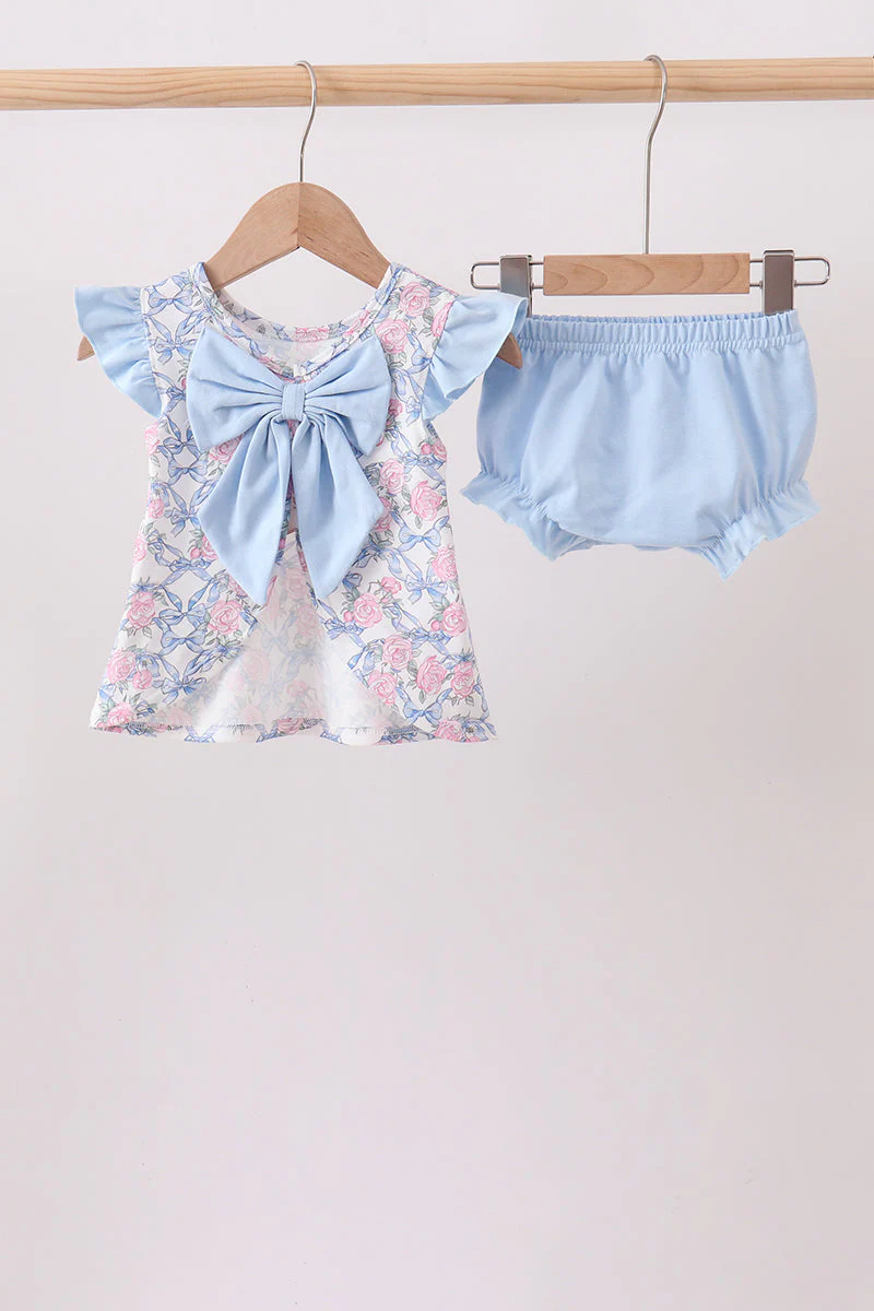 Blue Floral Bow Bloomer Set - Image 5