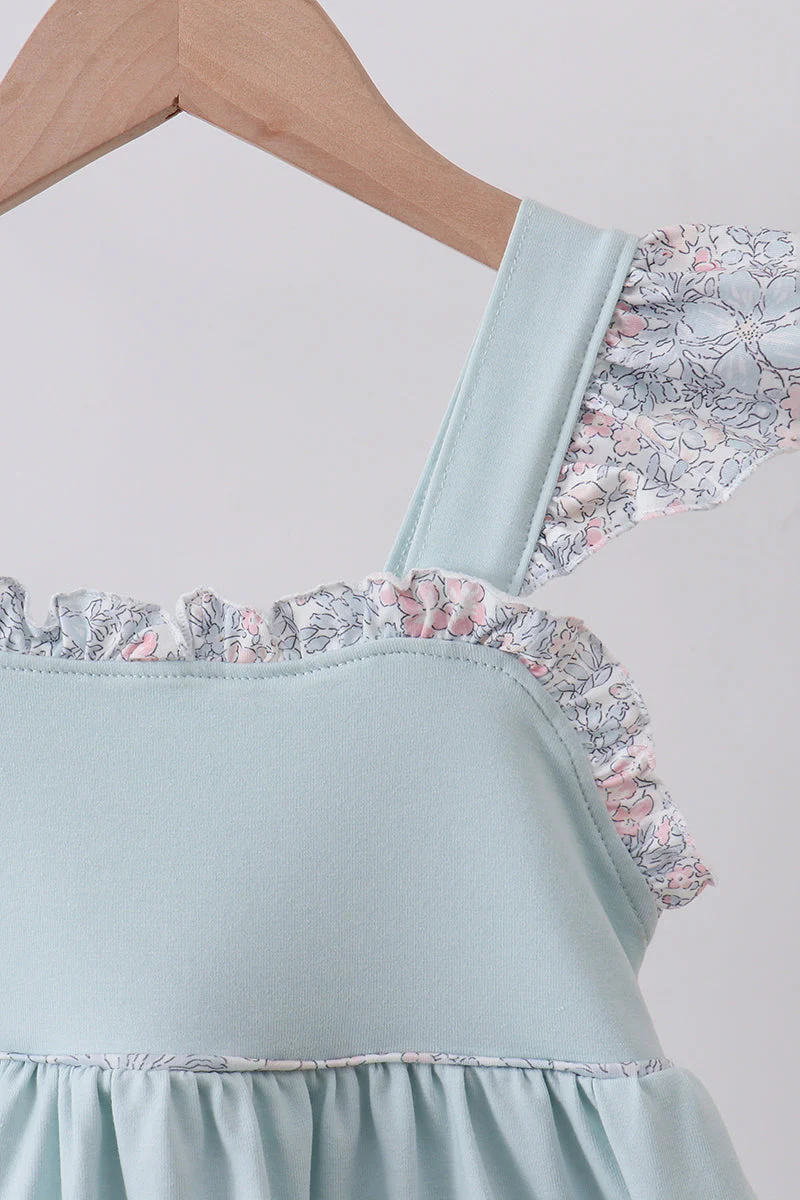 Blue floral bunny applique ruffle dress - Image 2