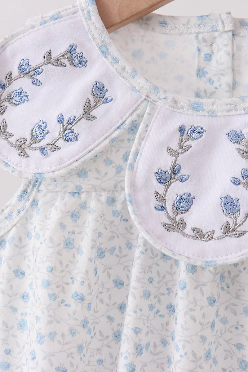 Blue Floral Embroidered Bubble - Image 2