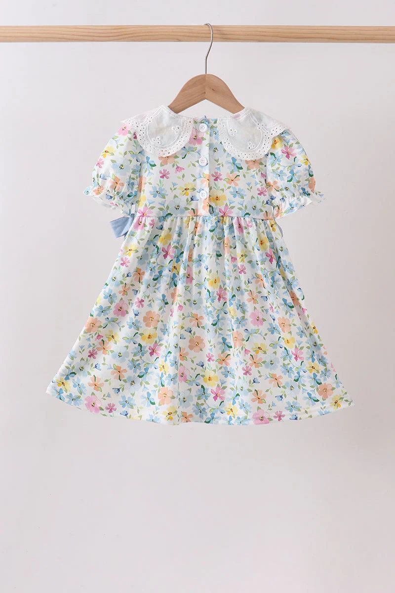 Blue Floral Lace Dress - Image 5