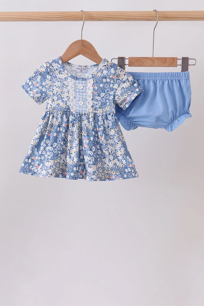 Blue Floral Print Bloomer Set - Image 2