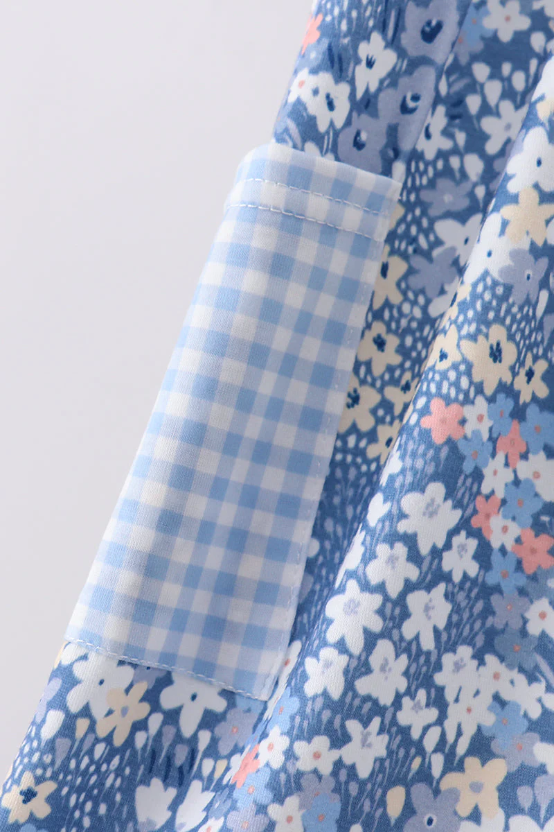 Blue Floral Print Dress - Image 2