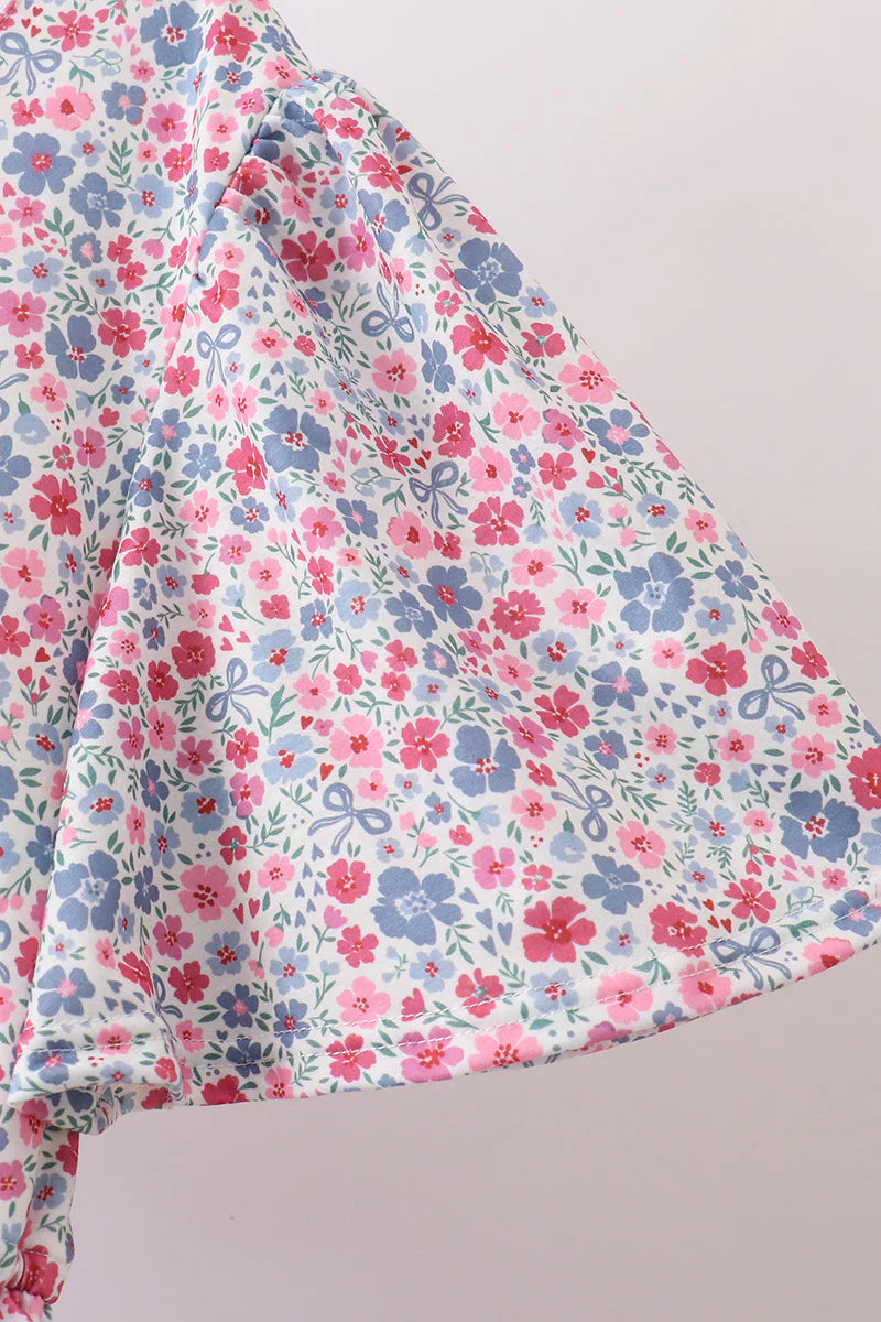 Blue Floral Print Mom Dress - Image 3