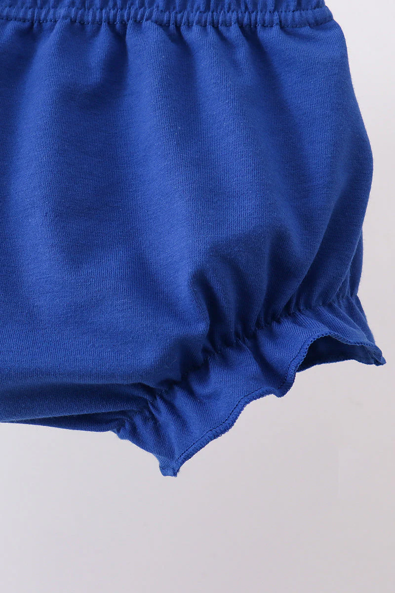 Blue floral print ruffle bloomer set - Image 2