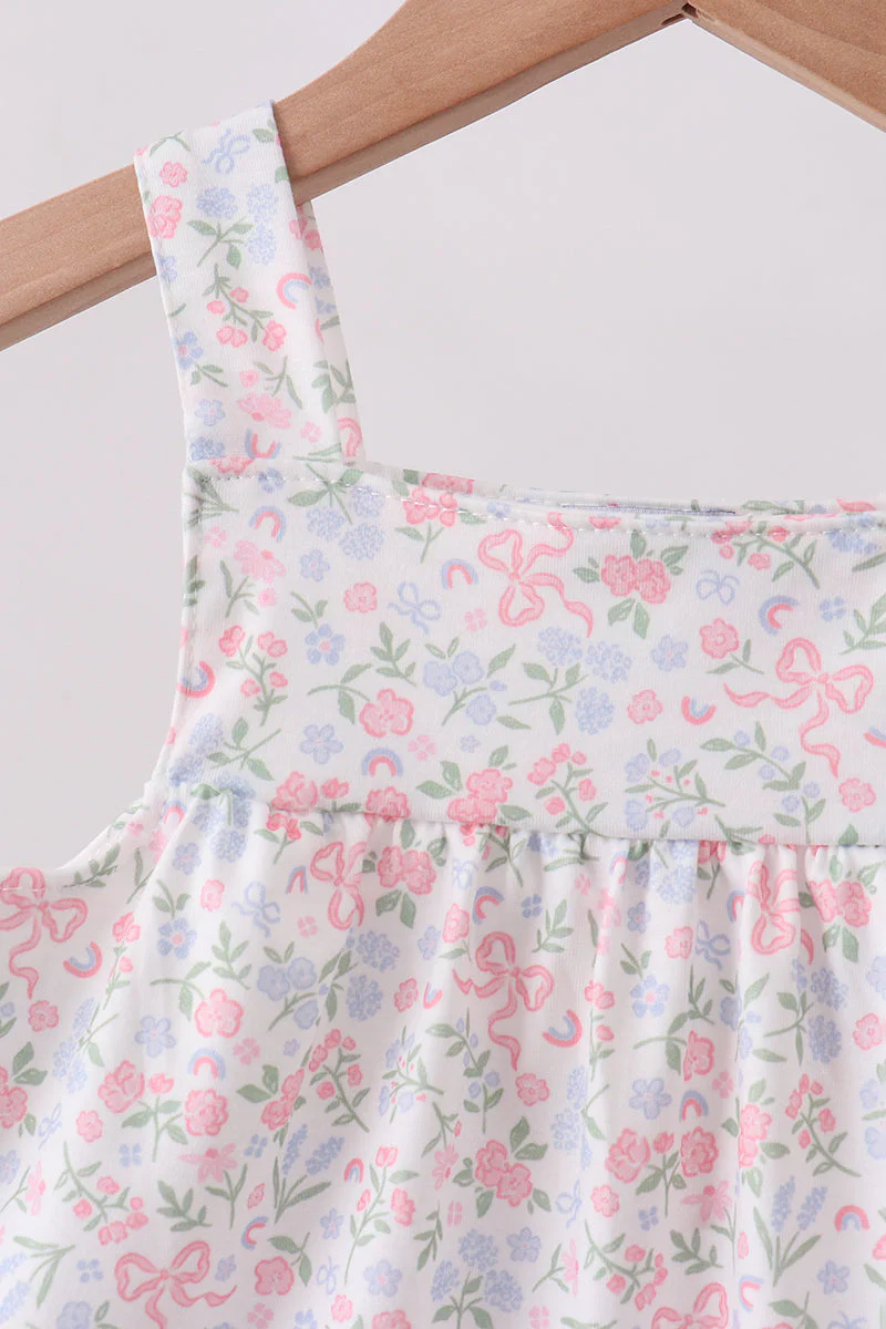 Blue Floral Print Ruffle Bloomer Set - Image 2