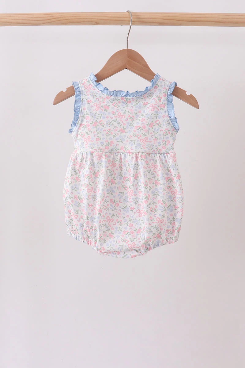 Blue Floral Print Ruffle Bubble - Image 4