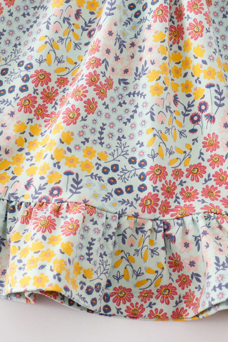 Platinum Blue floral print ruffle girl dress - Image 3