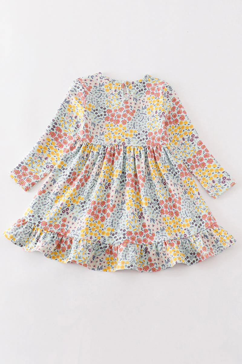 Platinum Blue floral print ruffle girl dress - Image 5
