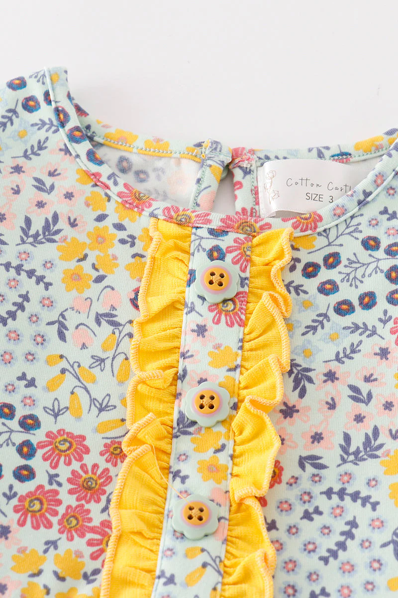 Platinum Blue floral print ruffle girl dress - Image 6