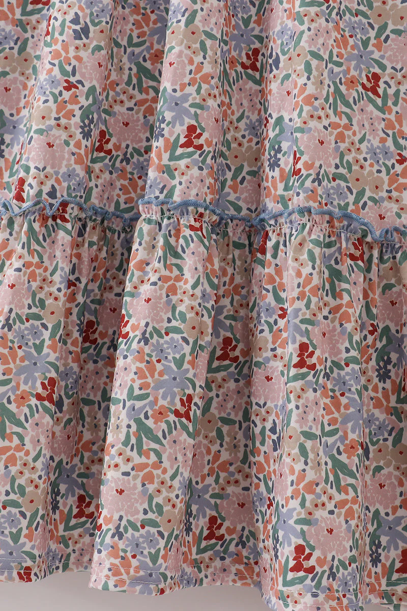 Blue floral print ruffle mom dress - Image 3