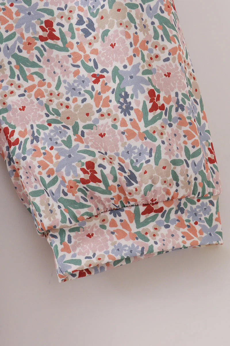 Blue floral print ruffle mom dress - Image 4