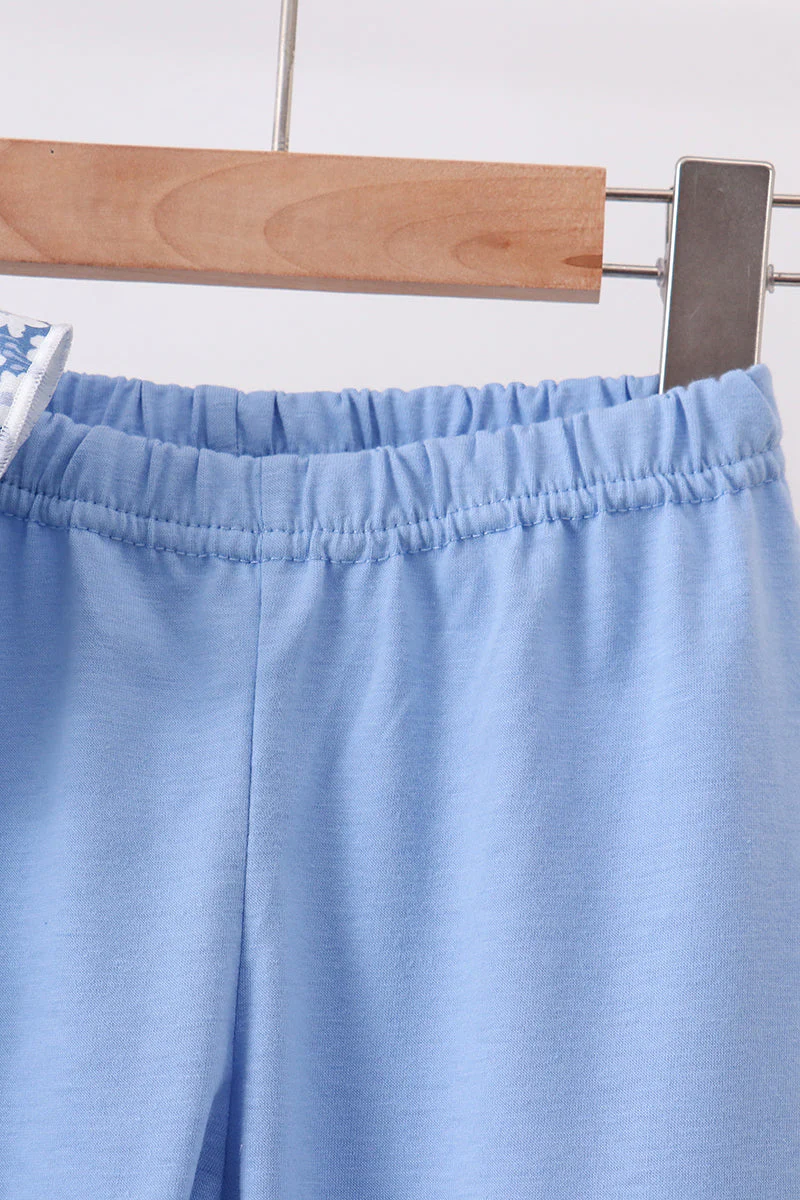 Blue Floral Print Ruffle Pants Set - Image 4